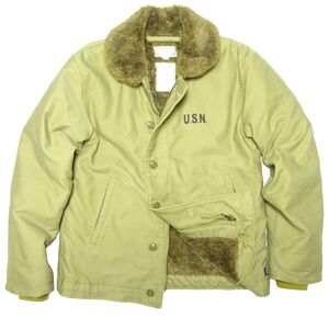 ★NASHDULEK ナッシュダレック★N-1 デッキジャケットM/カーキ系U.S.NAVY裏ボアジャケットミリタリー海軍ジャンパーブルゾンメンズ34