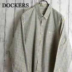 DOCKERS ドッカーズ ポケットロゴ刺繍 チェック 長袖ボタンダウンシャツ