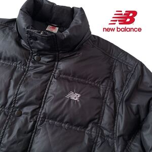 ニューバランス NEW BALANCE フルジップ ダウンジャケット M (日本L) ブラック 比翼付 立ち襟 ダウン ジャケット 黒