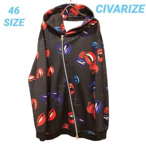 CIVARIZE シヴァーライズ 総柄 ダブルジップ ポンチパーカー NB14