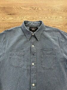 RRL INDIGO BASKET CHECK WORK SHIRT Sサイズ ダブルアールエル インディゴ チェック ワークシャツ 和柄 本藍染め チンスト