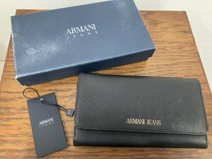 ARMANI JEANS 長財布 アルマーニ ジーンズ ブラック 黒 ウォレット ブランド 財布　管3581