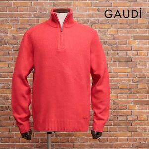 2024AW/GAUDI/Lサイズ/ハーフジップ ニット ウール混ハイゲージ ほっこり 無地 ベーシック 新品/赤/レッド/ja214/