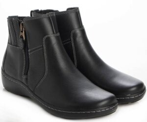 Clarks 26.5cm コンフォート ブラック ジッパー ショート ブーツ 軽量 サイドゴア レザー ウエッジ ヒール スニーカー ローファー AAA314