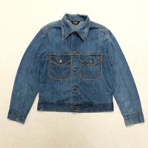 ●70s ヴィンテージ Lee リー デニム ジャケット ジージャン Gジャン アウター 薄手 三角タグ USA製 ブルー系 sizeM メンズ 0.52kg●