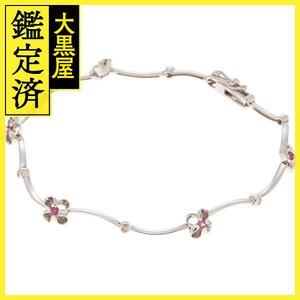 JEWELRY　花モチーフ　ブレスレット　ホワイトゴールドK18　ルビー/ダイヤモンド0.12ct　【430】2147400250395