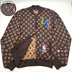 【極美品/NBAコラボ】 Louis Vuitton ルイヴィトン グラフィックブルゾン モノグラム ニット メンズ ジップアップ ジャケット Mサイズ