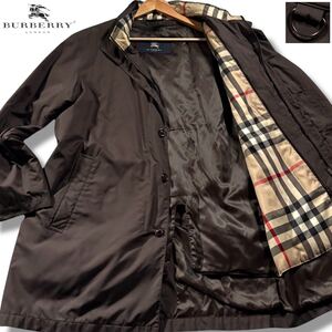 極美品/Lサイズ相当●バーバリー ロンドン 2way ダウンライナー付き ナイロンコート ジャケット BURBERRY LONDON ロゴ金具 ノバチェック