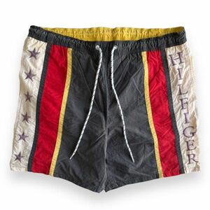 希少 90s VINTAGE 旧タグ TOMMY HILFIGER トミーヒルフィガー TRUNKS 水陸両用 ナイロン イージー ショーツ スイミング M マルチカラー