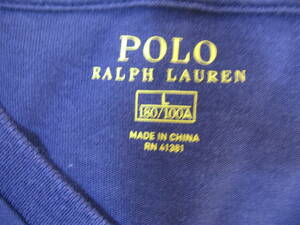 631. ポロラルフローレン 定番 半袖Tシャツ Vネック　L～LLサイズ 180/100A　ネイビー紺色 夏の海 キャンプにも 同梱可能
