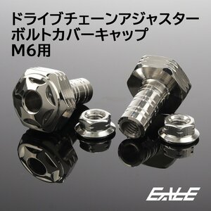 チェーン アジャスター ナット ボルト M6用 P1.0 チェーンガイド スターヘッド H-2 バイク シルバー 2個 TH0401