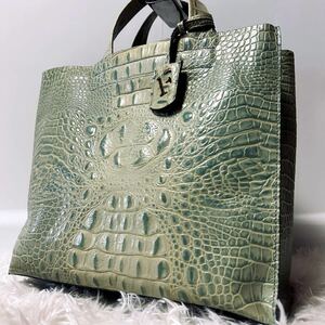 超希少!!未使用並 FURLA フルラ トートバッグ ハンドバッグ ビジネス クロコダイル クロコ型押し 本革 レザー A4 大容量 メンズ レディース