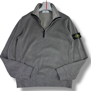 1円 美品 L~XL.LL ストーンアイランド STONE ISLAND ハーフジップ スウェット ロゴワッペン トレーナー ストレッチ 伸縮性 メンズ グレー