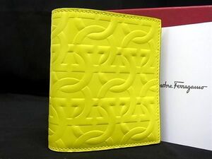 ■極美品■ Salvatore Ferragamo フェラガモ JL-66 0920 ガンチーニ レザー 二つ折り 財布 ウォレット 小銭入れ イエロー系 AZ9782