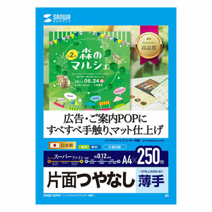 サンワサプライ インクジェット用スーパーファイン用紙 A4サイズ 250枚入り JP-EM5NA4-250