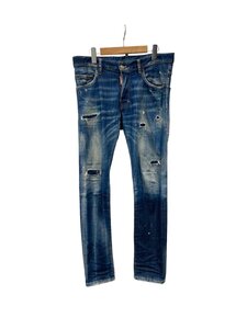 DSQUARED2 ディースクエアード SKINNY スキニー ダメージ加工 ペイント加工 デニム ボトムス S74LB0517 S30342 48 ブルー 青 メンズ /027