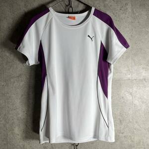 PUMA プーマ 半袖Tシャツ レディース 白 パープル Sサイズ スポーツウェア ゴルフウェア