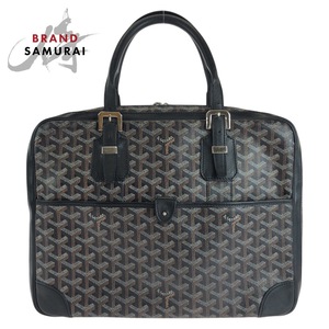 GOYARD ゴヤール アンバサード PM ブラック 黒 イエロー シルバー金具 PVC/レザー ビジネスバッグ ブリーフケース メンズ 411395