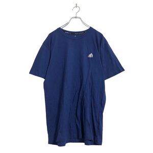 adidas 半袖 ロゴ Tシャツ L ブルー ワンポイントロゴ クライマライト スポーツ 古着卸 アメリカ仕入 a506-7192