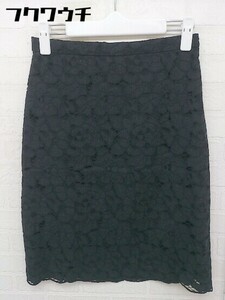 ◇ Demi-Luxe BEAMS デミルクス ビームス バックジップ 花柄 膝丈 台形 スカート サイズ36 ブラック レディース