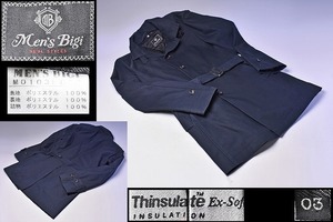 Men`s Bigi メンズビギ ★ トレンチコート ★ サイズ 03 黒に近いネイビー ★ 裏地が外せます ★ 中古品 ★