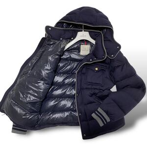 希少XL!モンクレール ブレスル 3584 ウール100 ダウンジャケット アウター ネイビー 紺 2way フード リブ MONCLER BRESLE GIUBBOTTO 羊毛 4