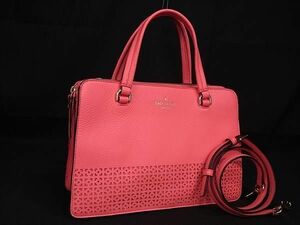 1円 ■美品■ kate spade ケイトスペード レザー 2WAY ハンドバッグ トート ショルダー 肩掛け 斜め掛けかばん ピンク系 FD0566