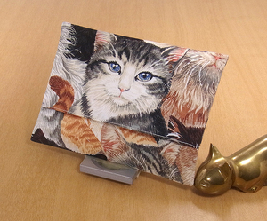 62 TS ハンドメイド ティッシュ カバー ケース 幼稚園 保育園 小学生 綺麗な目の猫 凛々しい 猫 ネコ ねこ キャット プレゼント 贈り物