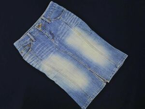 COUP DE CHANCE クードシャンス USED加工 タイト デニムスカート size24/青 ■■ ☆ ega9 レディース