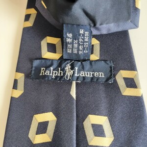 RALPH LAUREN（ ラルフローレン)紺ベージュ立体スクエアネクタイ