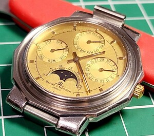 BAUME & MERCIER　メンズ　6131.038　ムーンフェイズ　トップ　稼働　ベゼル無しのためジャンク品.