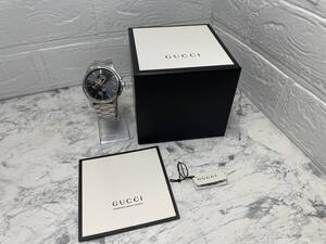 美品 GUCCI グッチ Gタイムレス YA126272 126.2 メンズ 腕時計 クロノグラフ クオーツ SS ブラック文字盤