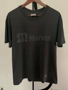 90sヘインズ　ロゴT ① 企業系　T ブラック　半袖Tシャツ