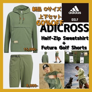 ■新品 定価23,990円 60% OFF! 上下セット Oサイズ adidas adicross ゴルフ フトゥーラ ジャケット & ハーフパンツ HB6429/35 フード付き