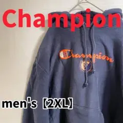 Y206【Champion】REVERSE WEAVEパーカー【2XL】ネイビー