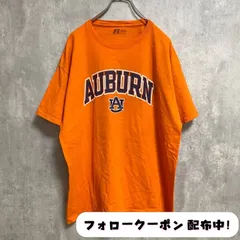 古着 used　RUSSELL　Auburn University　半袖プリントTシャツ　カレッジロゴ　オレンジ　オーバーサイズ