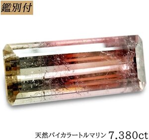 【鑑別付】天然バイカラートルマリン7.380ct　　　＜加工承ります＞