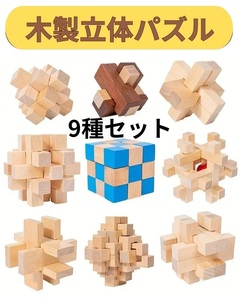 立体パズル9種セット 木製 キューブ ルバンロック 孔明パズル 知育玩具 ボケ防止