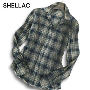 SHELLAC シェラック 通年 顔料加工★ 長袖 ワーク チェック シャツ Sz.46 メンズ 日本製　C5T00492_1#C