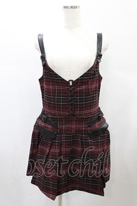 KILL STAR / DISTORTION PLEATED DRESS L BLOOD TARTAN H-25-01-02-2014-SL-OP-KB-ZH