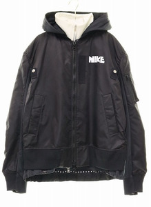 サカイ sacai × NIKE 21AW NRG LAYERED JACKET BLACK Mドッキング ボンバー ジャケット ブラック 【ブランド古着ベクトル】241027 メンズ