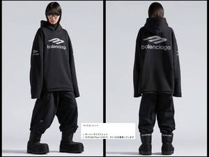 定価３３万貴重品美品BALENCIAGAスキーウェアウォーターリベントパーカーボア付き撥水加工バレンシアガ SKIWEARサイズ５sizehoodiebkack黒