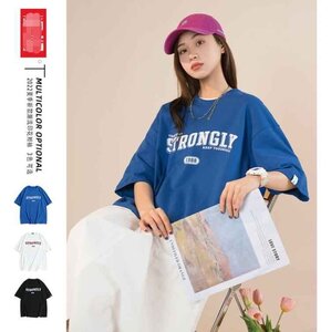 韓国風 レディース 半袖Tシャツ 新しい夏 カジュアル ファッション半袖Tシャツ L ブルー