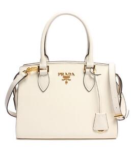 美品 プラダ 2wayレザーハンドバッグ ゴールド金具 1BA164 F0009 サフィアーノ SAFFIANO+SOFT レディース PRADA