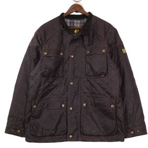 00年代 Belstaff ベルスタッフ motorcykle quilting モータサイクル キルティングオイルドジャケット ブラック(メンズ XL) 中古 古着 A0347