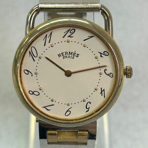 L414-O18-3548◎ HERMES エルメス アルソー QUARTZ クォーツ ホワイト文字盤 コンビ 2針 ラウンド メンズ 腕時計 ⑩