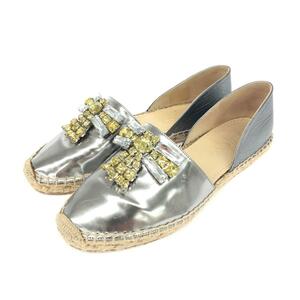 ◆JIMMY CHOO ジミーチュウ エスパドリーユシューズ 36◆ シルバーカラー メタリック/ビジュー レディース 靴 シューズ shoes