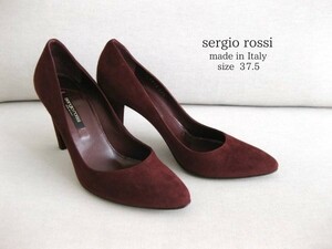 ☆美品☆セルジオロッシsergio rossi☆ヒールパンプス☆スエード☆37.5(24.5cm)☆ボルドー☆ポインテッド☆イタリア製☆送料込☆