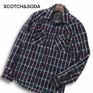 国内正規★ SCOTCH&SODA スコッチ&ソーダ 秋冬★ 長袖 ウール ニット シャツ ネイビー Sz.S メンズ　C4T09969_B#N