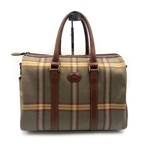 バーバリー Burberry チェック柄ボストンバッグ キャンバス×レザー タマムシ 茶 送料無料 h0216aq01064 中古 古着 ブランド古着DB